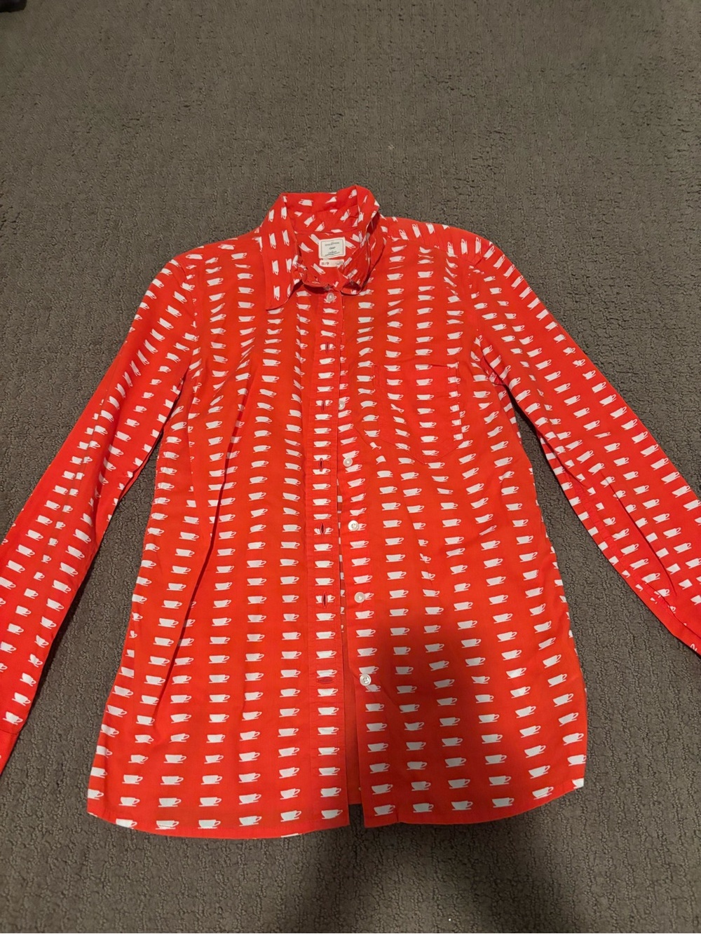 GAP Orange-Red Button-Up Shirt with White Mug Print
